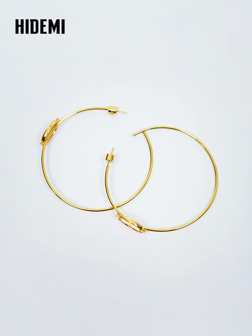 HIDEMI 大秀款限定logo系列镀金空hoop圈圈大耳环 商品图4
