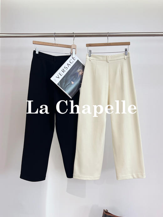 会员福利【进口高支棉~高克重】拉夏贝尔/La Chapelle高腰一粒扣九分休闲裤显瘦百搭直筒裤 商品图1