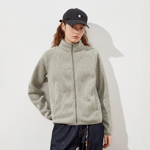 714street轻薄粗针花纱抓绒运动外套男2026春季新款宽松落肩夹克 商品图2