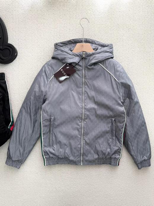 D121476秋冬新款满印字母GG织带薄棉拉链连帽夹克外套 商品图3