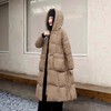 丁摩 白鸭绒过膝长款羽绒服简约连帽外套 商品缩略图3