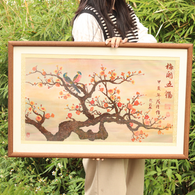 《梅开五福》押花画