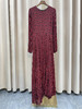 「断码清仓」复古红黑碎花高腰显瘦长袖桑蚕丝连衣裙 L码 ZFYY165 商品缩略图0