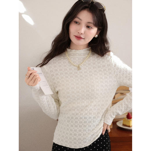 鹿向南【1217/20:00新品前1小时7折限量100件】米白色打底衫 商品图4