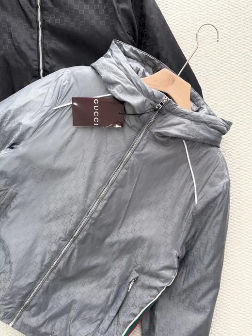 D121476秋冬新款满印字母GG织带薄棉拉链连帽夹克外套 商品图7