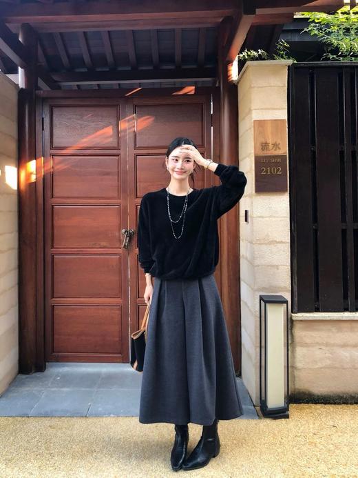 D121459冬季设计感加厚羊毛呢宽松显瘦阔腿裤裙裤 商品图7