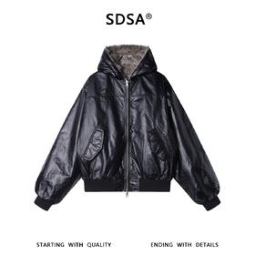 SDSA男士秋冬新款痞帅男装美式复古双面可穿连帽夹克百搭时尚外套