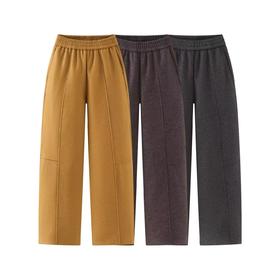 D121467冬季加绒加厚显瘦阔腿裤奶奶裤女复古宽松百搭休闲裤南瓜裤