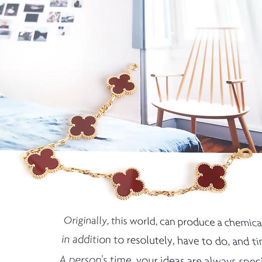 【98新】VCA梵克雅宝Vintage Alhambra系列VCARD3550018K黄金镶红玉髓四叶草红五花手链链长约19cm女士 051225NJS19 商品图6