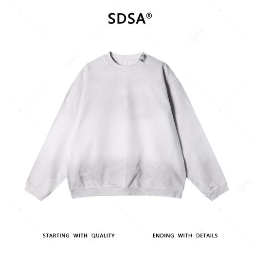 SDSA男士秋冬新款痞帅男装韩版潮牌磨破圆领卫衣百搭套头上衣宽松 商品图0