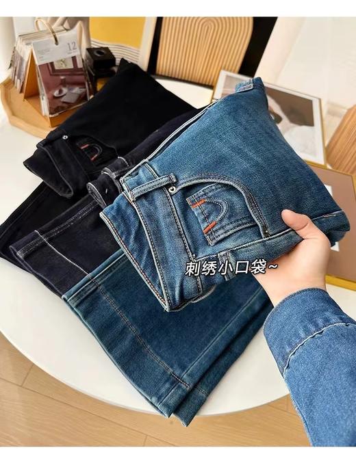 D121472巨显瘦四面弹直筒牛仔裤女秋冬厚宽松保暖阔腿裤 商品图14