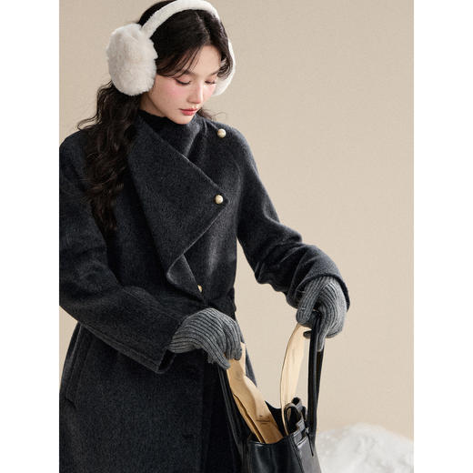 鹿向南【1217/20:00新品前1小时7折限量100件】深灰色毛呢外套 商品图3