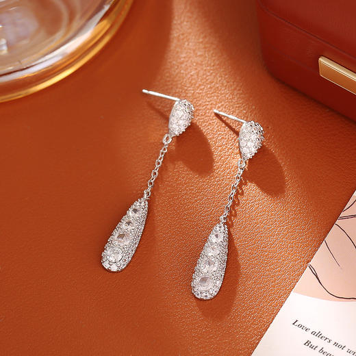 雀说 耳钉高级感时尚精致优雅气质耳饰长款耳坠E811399Y 商品图2