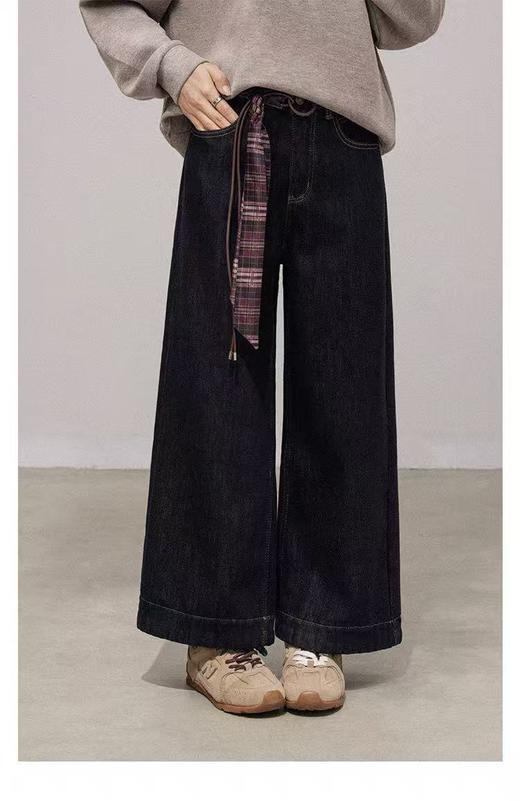 🔥🔥🔥【爆款牛仔】加厚密密绒～黑金款！0966冬季加绒牛仔直筒裤-喜出 商品图0