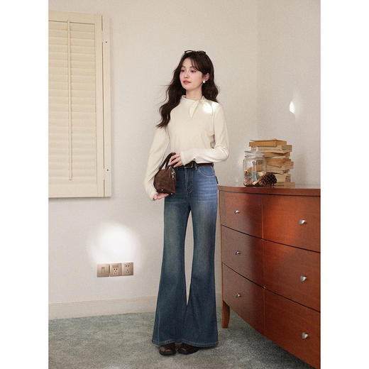 鹿向南【1217/20:00新品前1小时7折限量100件】加绒杏色T恤 商品图1