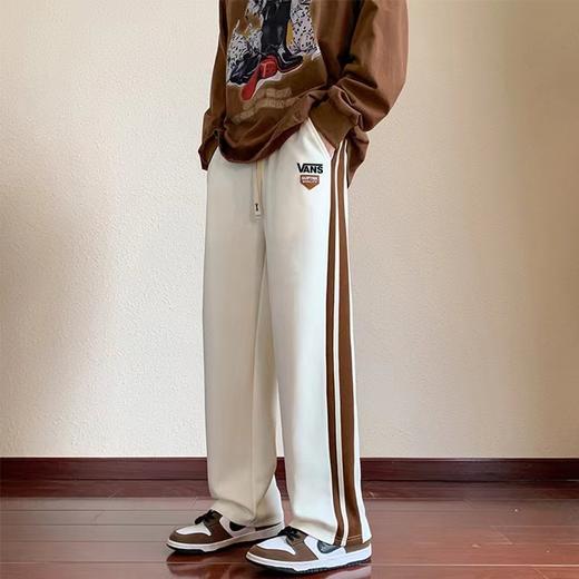 D121456简洁大气贴布织带拼接字母休闲卫裤男女同款 商品图1