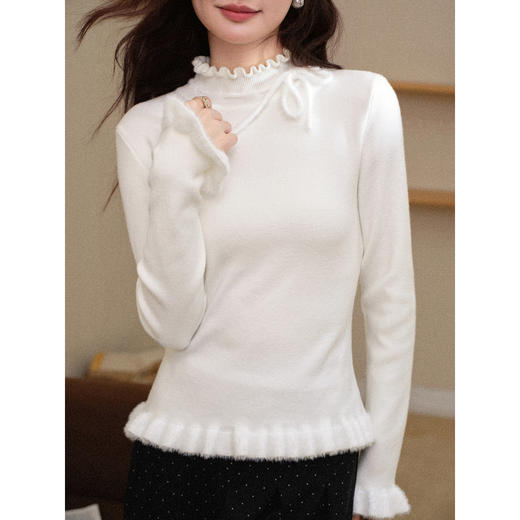 鹿向南【1217/20:00新品前1小时7折限量100件】米白色针织衫 商品图2