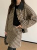 D121468老钱风复古时尚撞色翻领格纹针织开衫外套半身裙套装女 商品缩略图2