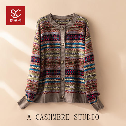 100%Baby小山羊绒~圣诞狂欢费尔岛提花羊绒开衫BABY250476 商品图0