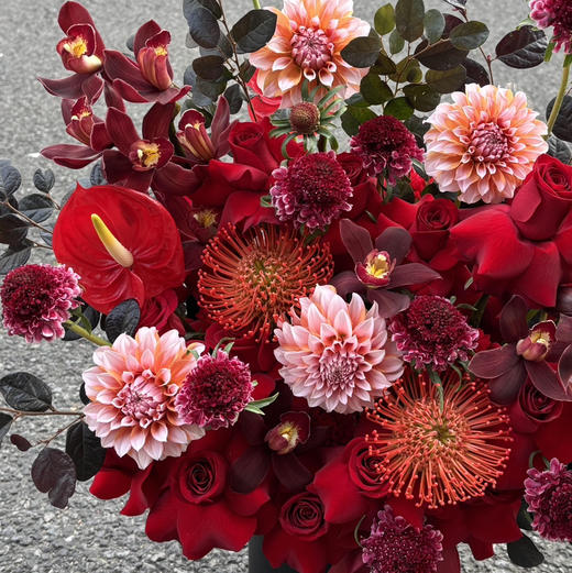 《喜气洋洋》针垫红掌奶油桃子红色系抱抱桶 商品图4