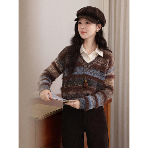 鹿向南【1217/20:00新品前1小时7折限量100件】咖色毛衣 商品图1