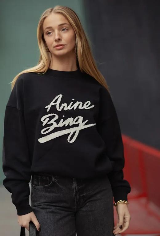 美式复古ANIN*E BING MILES毛巾绣加绒卫衣 商品图11