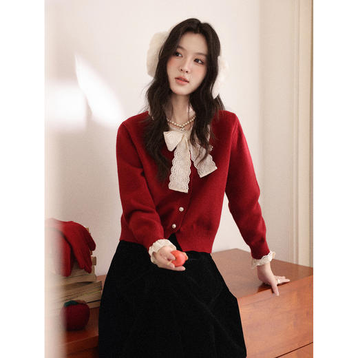 鹿向南【1217/20:00新品前1小时7折限量100件】红色针织衫 商品图4