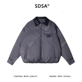 553SDSA男士秋冬新款痞帅男装美式复古翻领拼接棉服外套拉链潮牌时尚