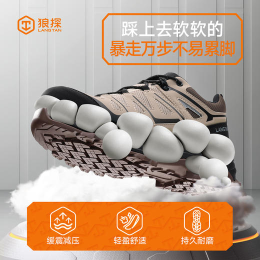 狼探新品四季款劳保鞋男防砸碳包玻纤防刺高分子聚乙烯实心MD底耐磨抗造 商品图2