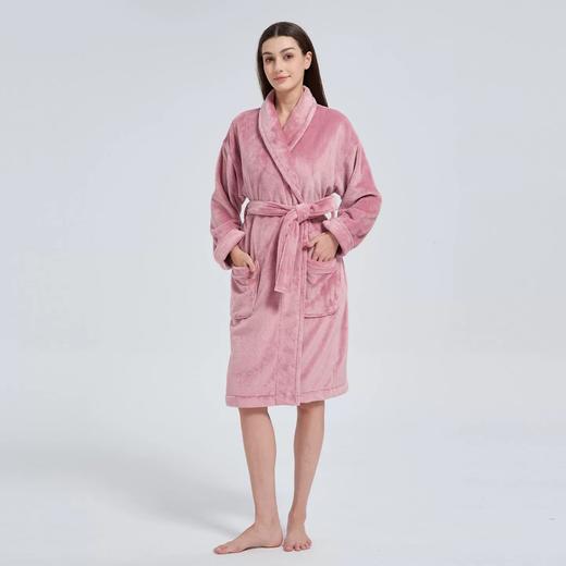 【6F】多样屋（TAYOHYA）法兰绒睡袍男加绒加厚女士浴袍秋冬款情侣睡衣珊瑚绒洗澡浴衣保暖 雪柔双面法兰绒家居袍 商品图3