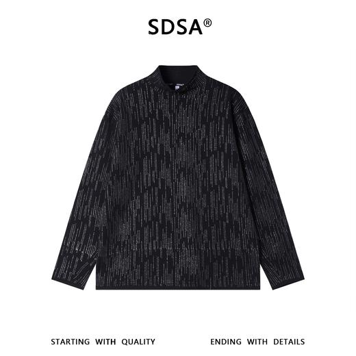 SDSA男士秋冬新款痞帅男装潮牌撞色满印印花立领长袖T恤百搭时尚 商品图0