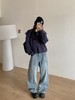 D121470冬季新款复古牛角扣翻领超保暖毛衣短外套 商品缩略图8