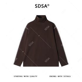 SDSA男士秋冬新款痞帅男装简约撞色缝线高领长袖T恤百搭打底衫