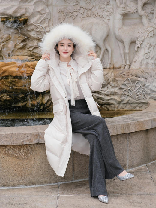 蒙口 blain连帽毛领收腰长款羽绒服(SS) 商品图5