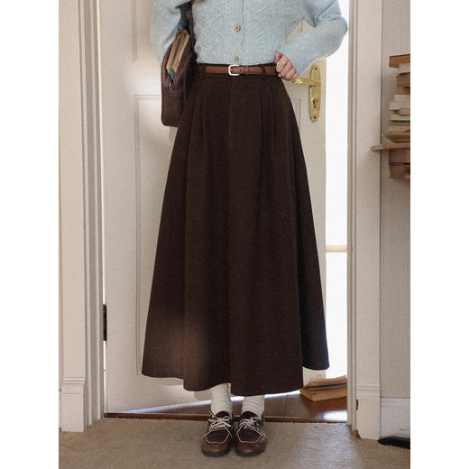 鹿向南【1217/20:00新品前1小时7折限量100件】咖色半身裙 商品图2