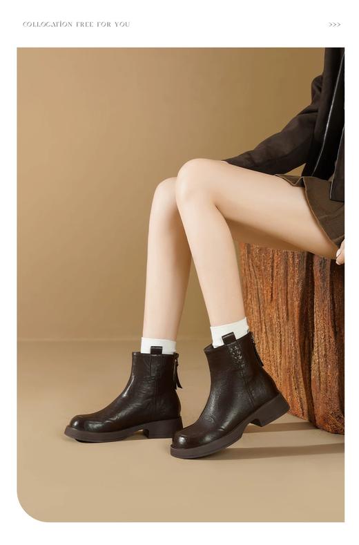 【胖D来同款英伦风加绒短靴SS520】高品质真皮❗️又暖又软🔥 柔软超有质感❗️不闷脚❗️-PWJCY 商品图4