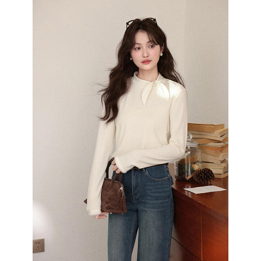 鹿向南【1217/20:00新品前1小时7折限量100件】加绒杏色T恤 商品图2