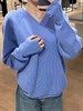 D121427卷边下摆V领插肩长袖宽松显瘦针织衫上衣女 商品缩略图5
