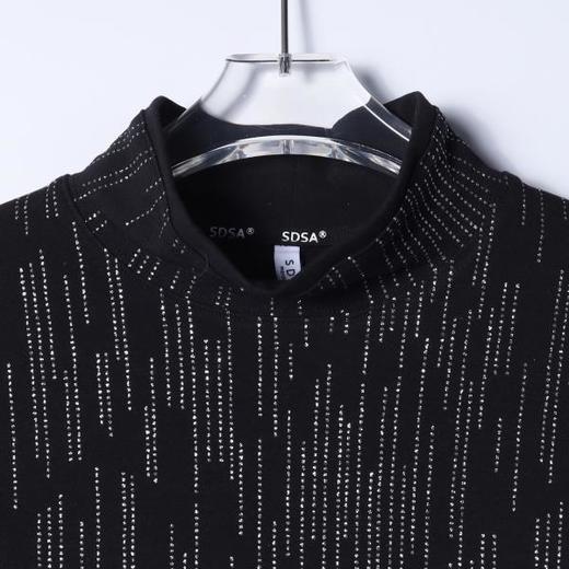 SDSA男士秋冬新款痞帅男装潮牌撞色满印印花立领长袖T恤百搭时尚 商品图1