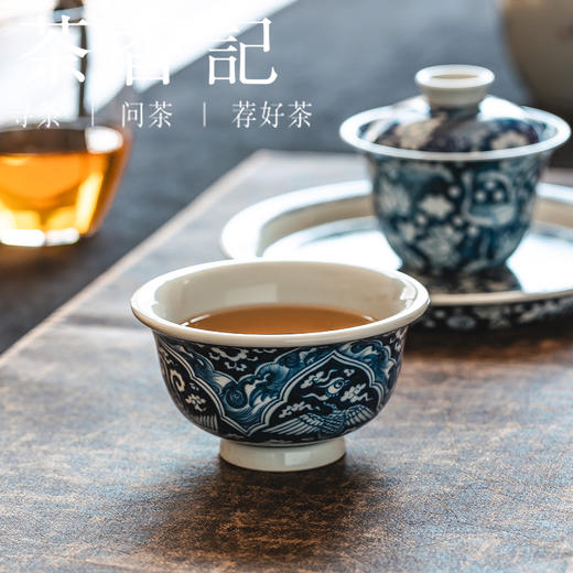 茶香记元古胤造混地满绘凤舞压手杯茶杯120ml陶瓷主人杯茶室茶具 商品图3