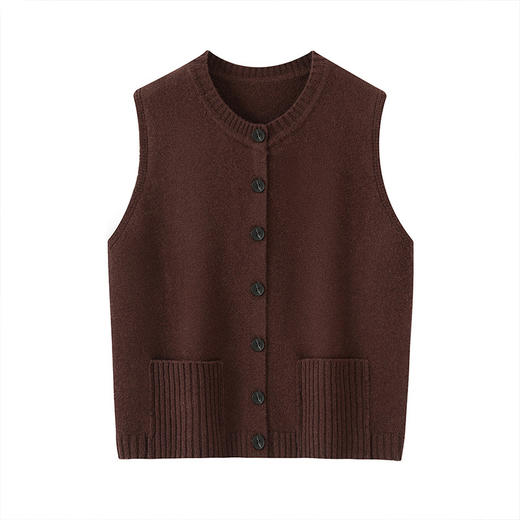 丁摩 纯羊毛圆领针织马甲开衫无袖坎肩上衣YC-Y029 商品图3