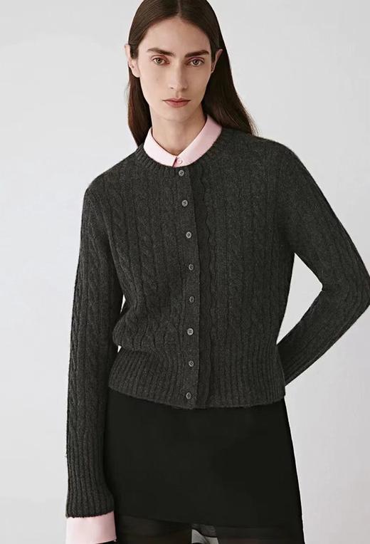 D121460冬季新款精致蕾丝花边拼接羊毛针织开衫外套 商品图2