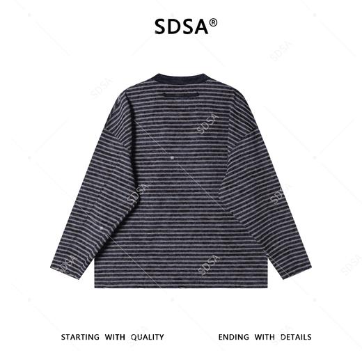 SDSA男士秋冬新款痞帅男装潮牌扎染撞色条纹圆领长袖T恤百搭时尚 商品图4