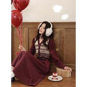 鹿向南【1217/20:00新品】红色连衣裙