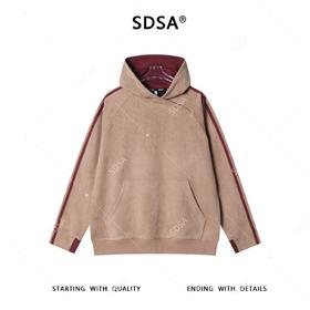SDSA男士秋冬新款痞帅男装韩版植绒撞色连帽卫衣百搭时尚套头上衣