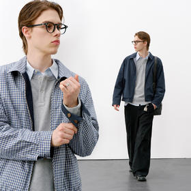 [双面穿]714street亚麻哈灵顿夹克2026春季新款格子外套男女同款