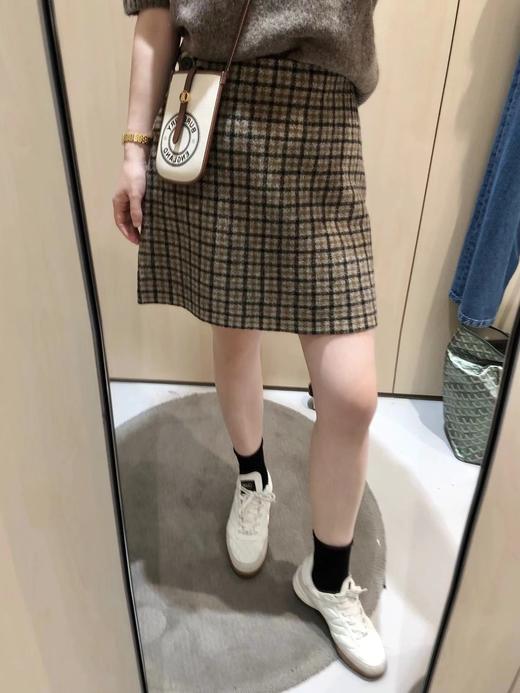 D121468老钱风复古时尚撞色翻领格纹针织开衫外套半身裙套装女 商品图7