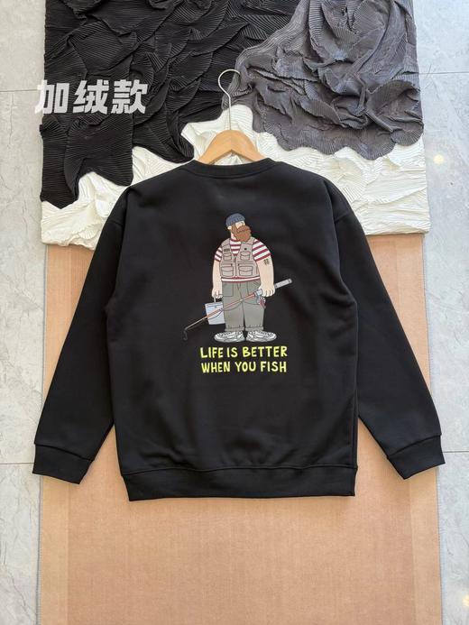 D121439钓鱼达人印花logo 加绒圆领长袖卫衣 商品图2