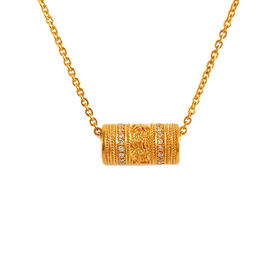 【天然正品】老庙足金六字箴言转经筒0.139克拉钻石吊坠项链12.9*7.0MM（皆取最大值）链长：47CM（长度可调节）女士 301125AK16特价：10180