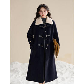 鹿向南【1212/20:00新品】藏蓝色毛呢外套